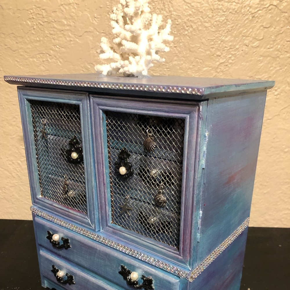 Upcycled Handpainted Mermaid Musical Jewelry Box